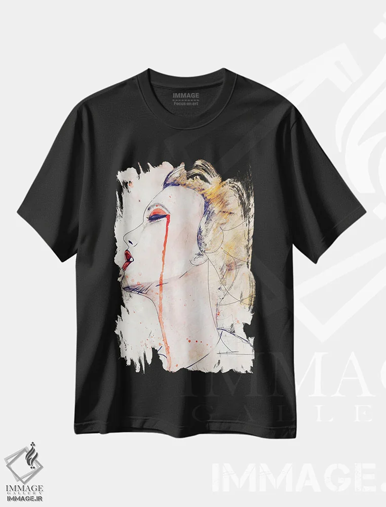تیشرت مشکی طرح دار – تیشرت هنری ,مخمل نارنجی اثر لی واینر فروشگاه ایماژ