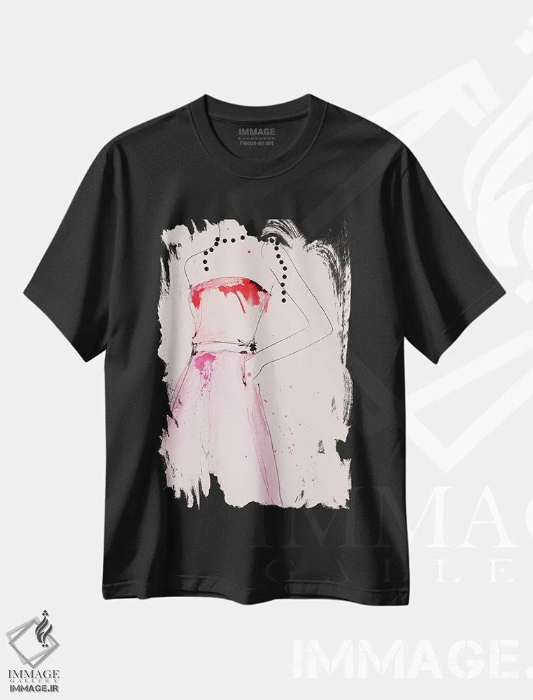 تیشرت مشکی طرح دار – تیشرت هنری ,درباره یک مروارید اثر لی واینر immage.ir