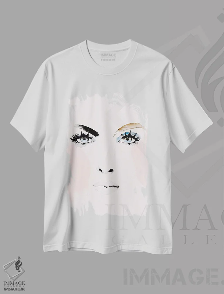 تیشرت سفید طرح دار – تیشرت هنری ,شست وشو یا سرخی اثر لی واینر فروشگاه ایماژ