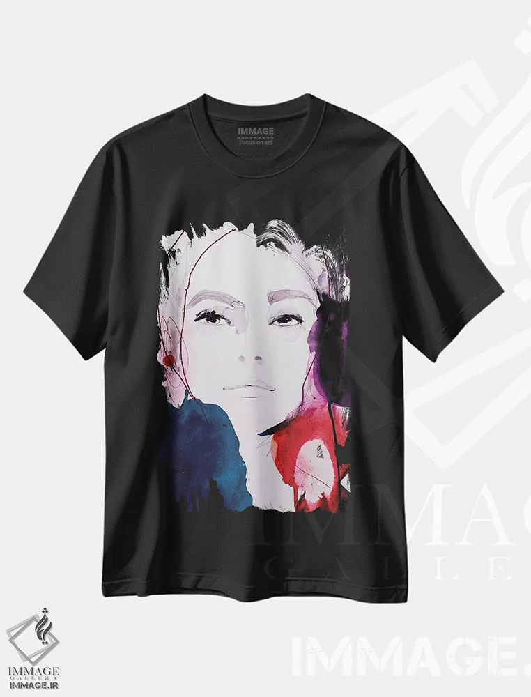 تیشرت مشکی طرح دار – تیشرت هنری ,سرخ تیره اثر لی واینر immage.ir