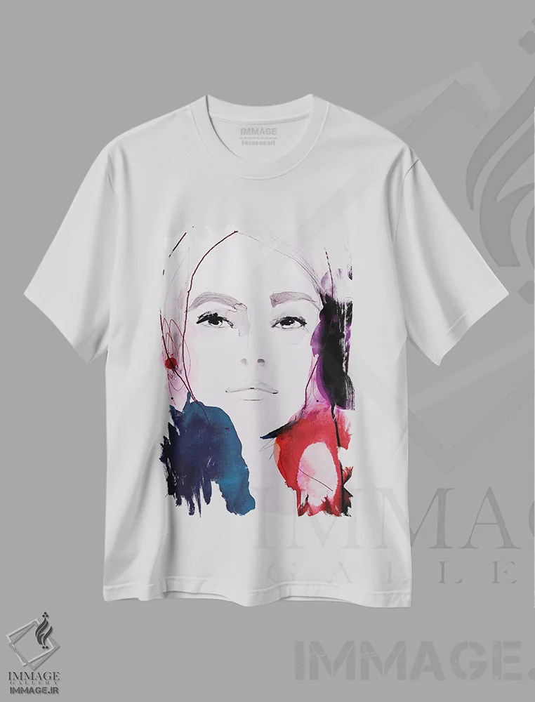 تیشرت سفید طرح دار – تیشرت هنری ,سرخ تیره اثر لی واینر فروشگاه ایماژ