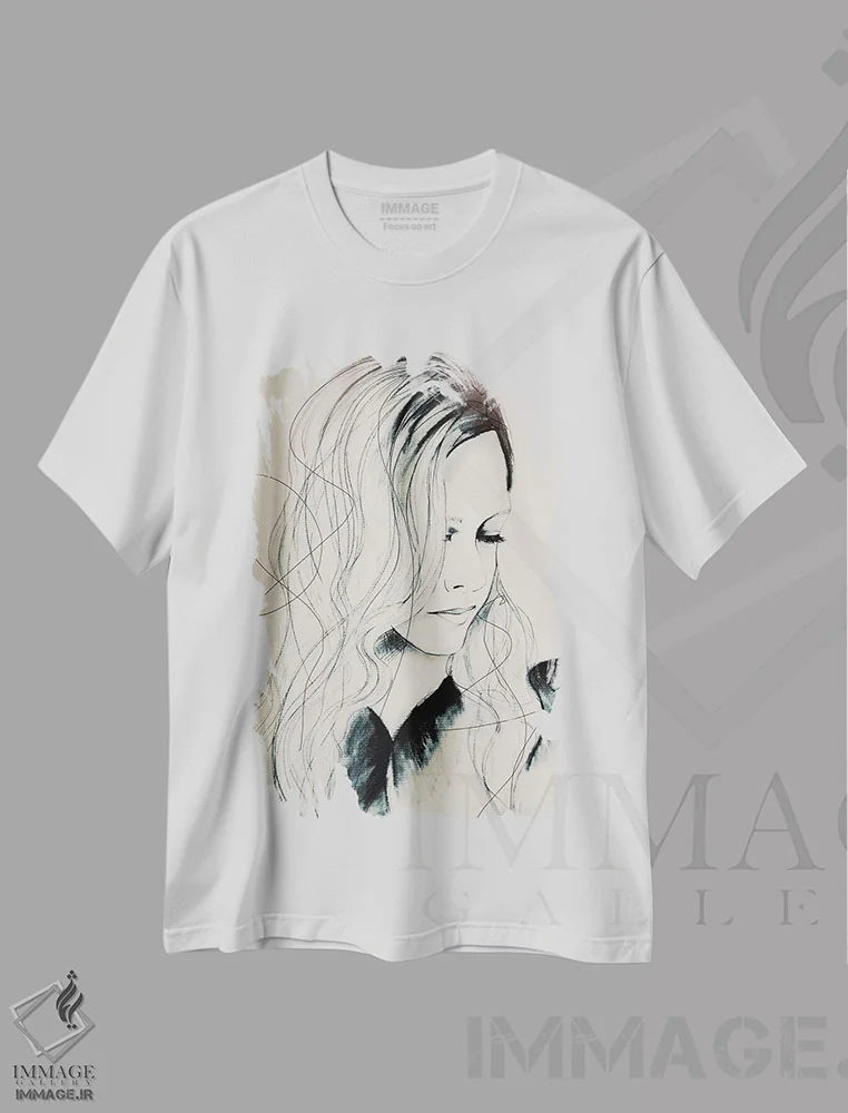 تیشرت سفید طرح دار – تیشرت تزئینی ,شفق قطبی اثر لی واینر فروشگاه ایماژ