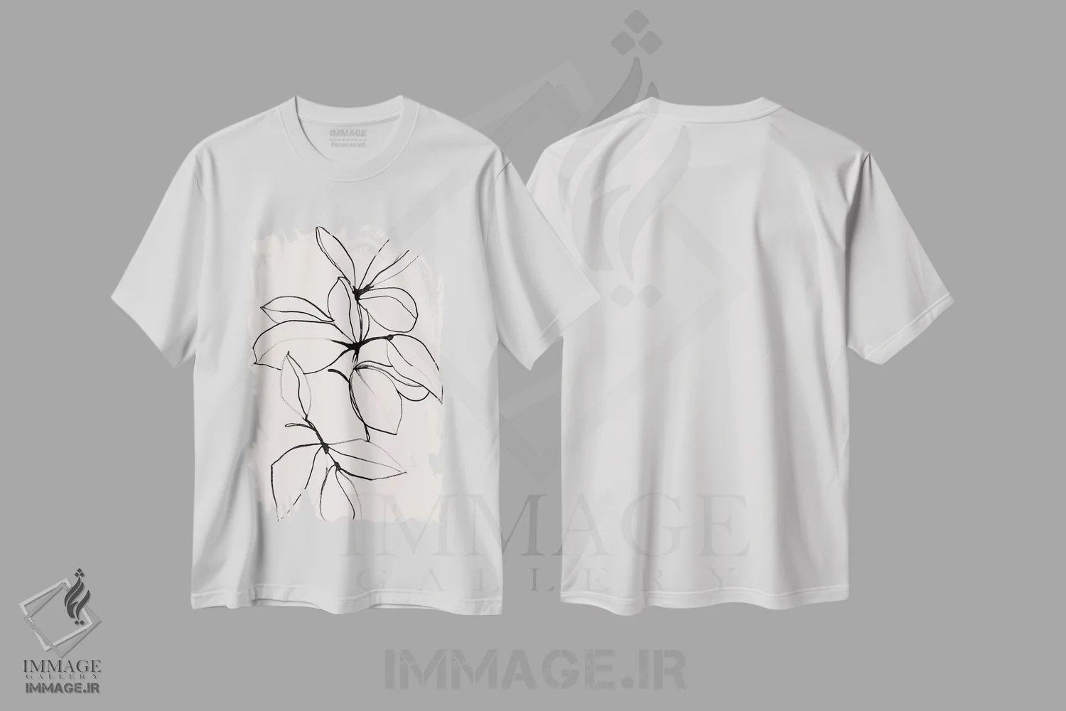 تیشرت سفید طرح دار – تیشرت مینیمال ,شاخ وبرگ اثر لی واینر immage.ir