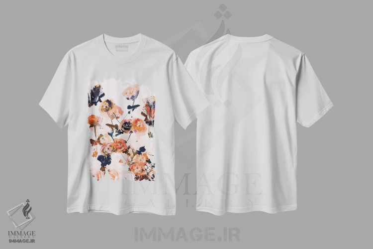 تیشرت سفید طرح دار – تیشرت هنری گلدار ,درونی اثر لی واینر فروشگاه ایماژ