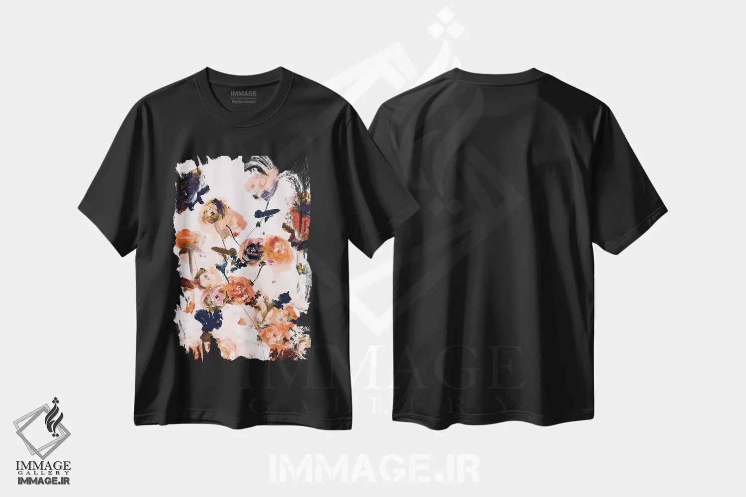 تیشرت مشکی طرح دار – تیشرت هنری گلدار ,درونی اثر لی واینر immage.ir