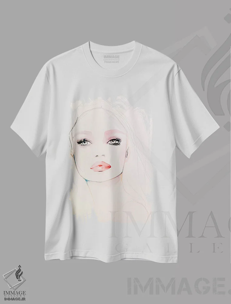 تیشرت سفید طرح دار – تیشرت هنری فشن ,مروارید اثر لی واینر فروشگاه ایماژ