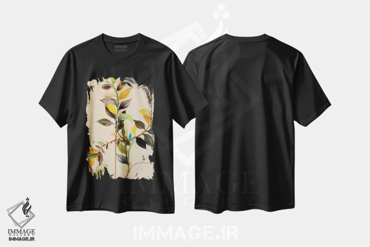 تیشرت مشکی طرح دار – تیشرت گیاهی ,بید اثر لی واینر فروشگاه ایماژ