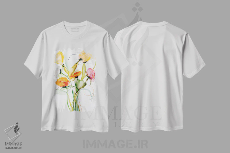 تیشرت سفید طرح دار – تیشرت هنری گلدار ,مجموعه شکوفه ها نروژ اثر لی واینر فروشگاه ایماژ