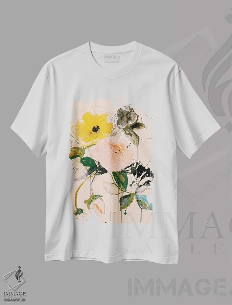 تیشرت سفید طرح دار – تیشرت طبیعت ,پروانه گل رز اثر لی واینر immage.ir