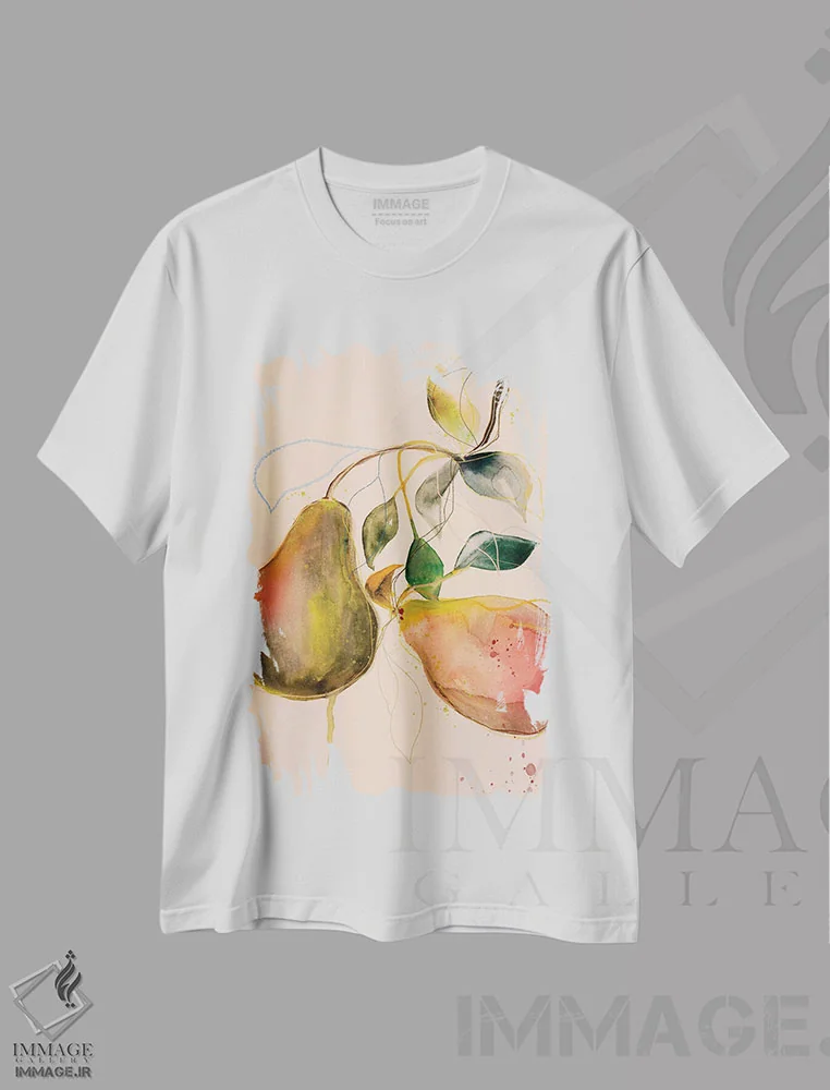 تیشرت سفید طرح دار – تیشرت طبیعت بی جان ,گلابی I اثر لی واینر immage.ir
