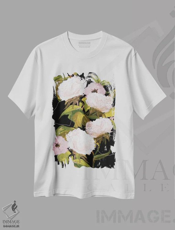 تیشرت سفید طرح دار – تیشرت گل ,گل صدتومانی II اثر لی واینر فروشگاه ایماژ