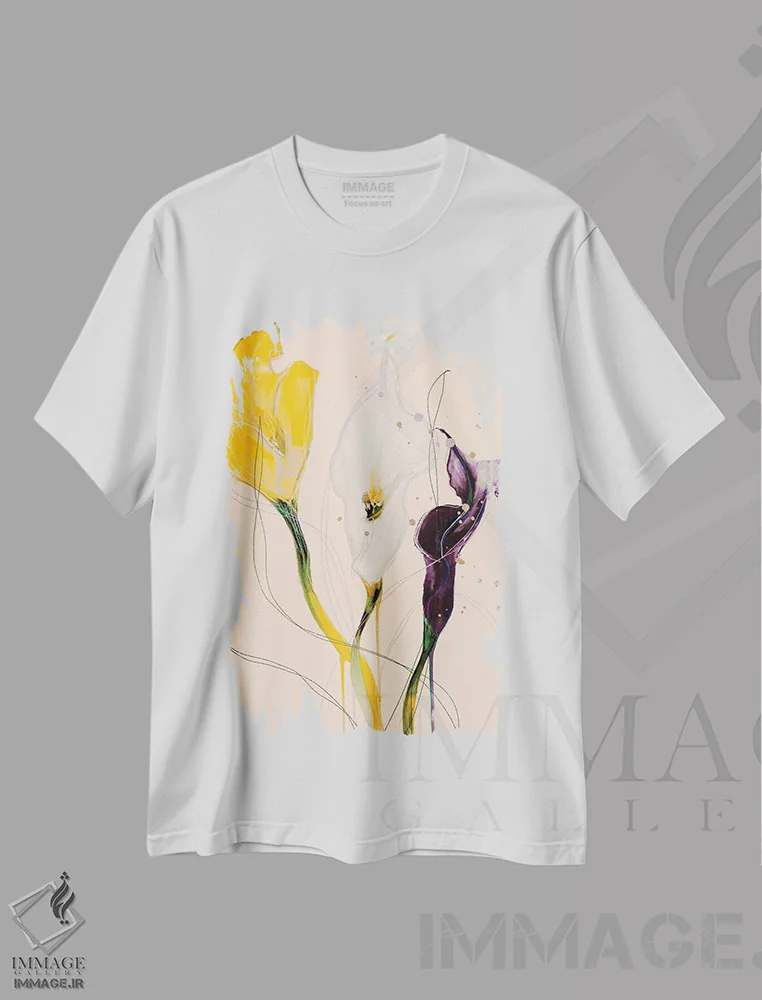 تیشرت سفید طرح دار – تیشرت گل سوسن ,سوسن کالا اثر لی واینر immage.ir