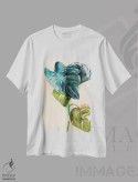 تیشرت سفید طرح دار – تیشرت گیاه نگاری ,مونسترا آبی اثر لی واینر فروشگاه ایماژ