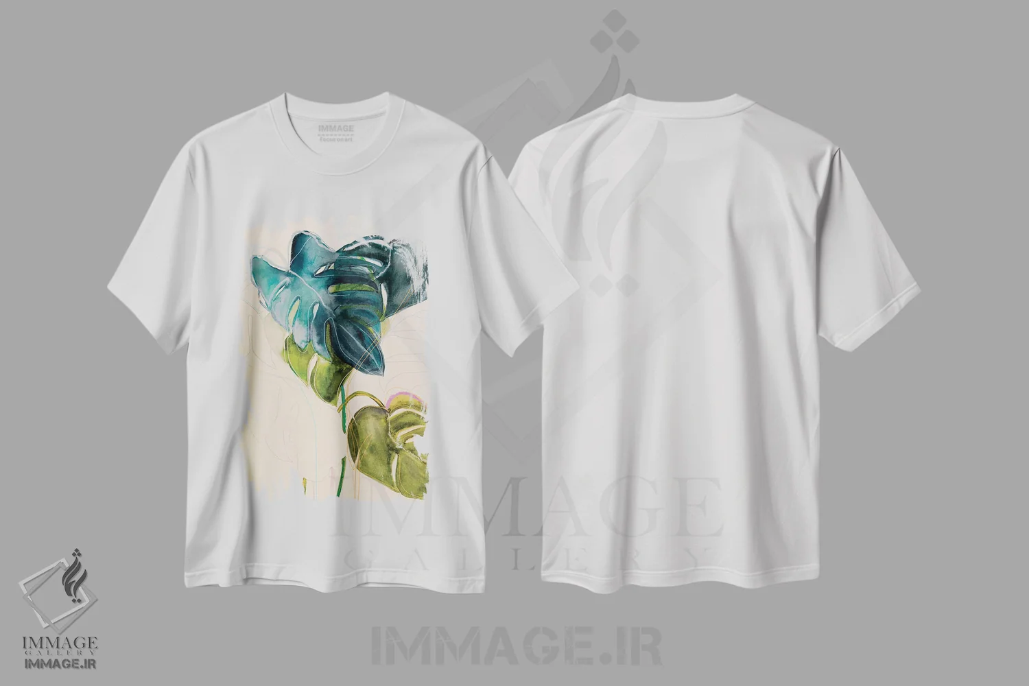 تیشرت سفید طرح دار – تیشرت گیاه نگاری ,مونسترا آبی اثر لی واینر فروشگاه ایماژ