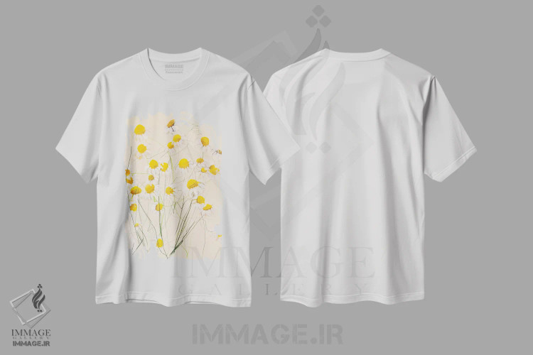 تیشرت سفید طرح دار – تیشرت گل بابونه ,بابونه I اثر لی واینر immage.ir