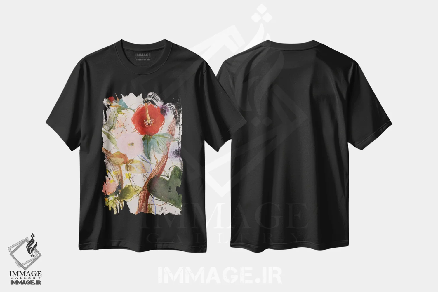 تیشرت مشکی طرح دار – تیشرت گلدار ,ترکیب گل ها I اثر لی واینر immage.ir