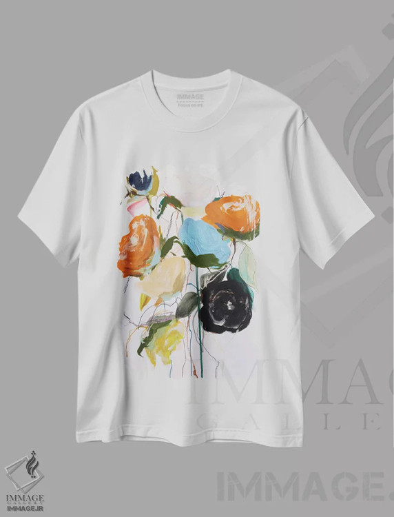 تیشرت سفید طرح دار – تیشرت گل ,بدون باد اثر لی واینر immage.ir