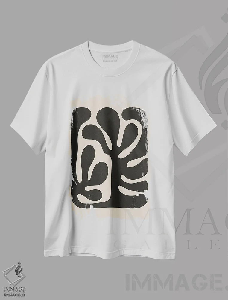 تیشرت سفید طرح دار – تیشرت مینیمال ,آبسترکتیکا اثر لیوین لی فروشگاه ایماژ