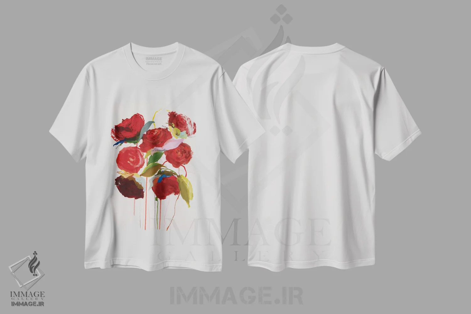 تیشرت سفید طرح دار – تیشرت گل رز ,شکوفه - درِ قرمز من اثر لی واینر immage.ir
