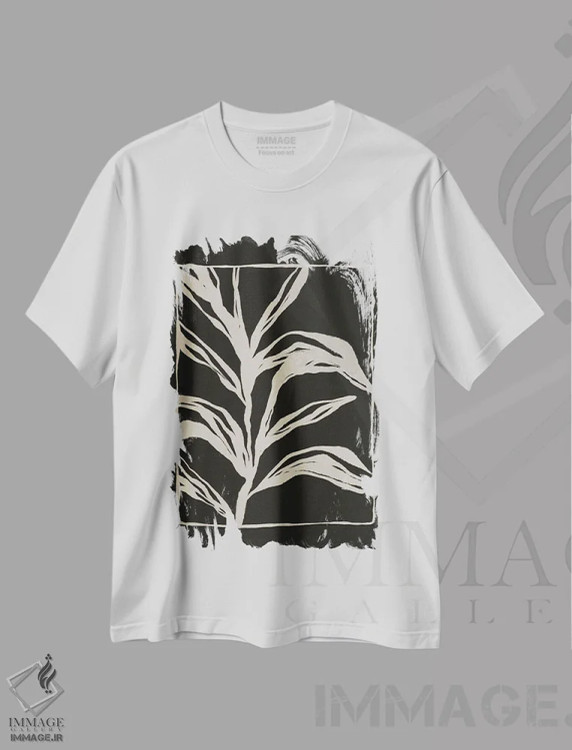 تیشرت سفید طرح دار – تیشرت مینیمال ,باغ اثر لیوین لی immage.ir