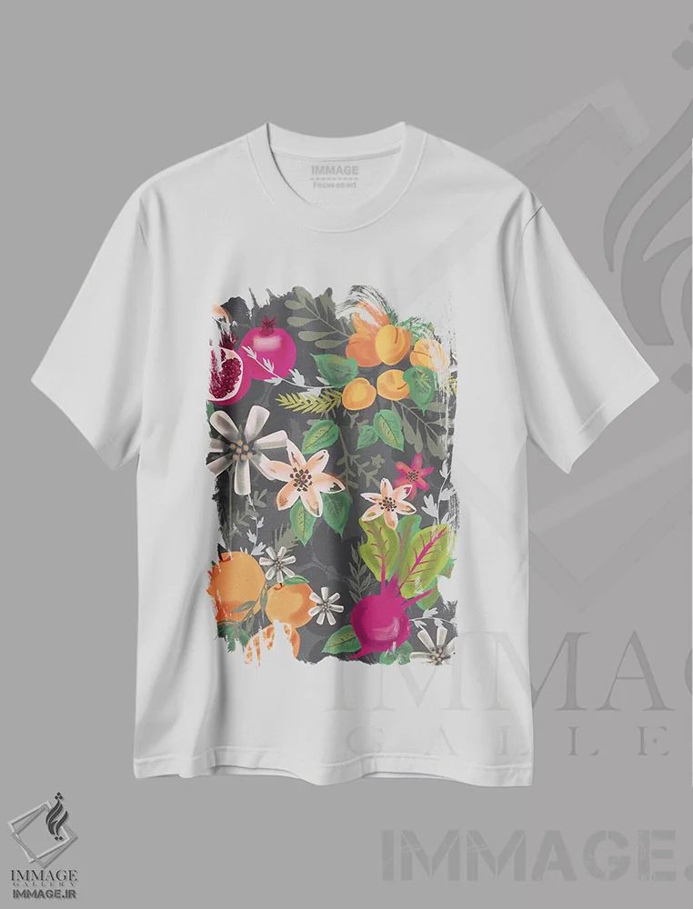 تیشرت سفید طرح دار – تیشرت هنری غذا ,آشپزخانه محصولات خانگی اثر لیزا وایت باتن immage.ir