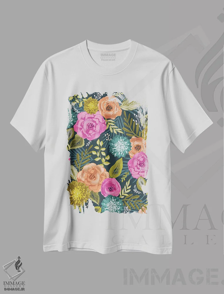 تیشرت سفید طرح دار – تیشرت گرافیکی گلدار ,فلورانس روزمره اثر لیزا وایت باتن immage.ir