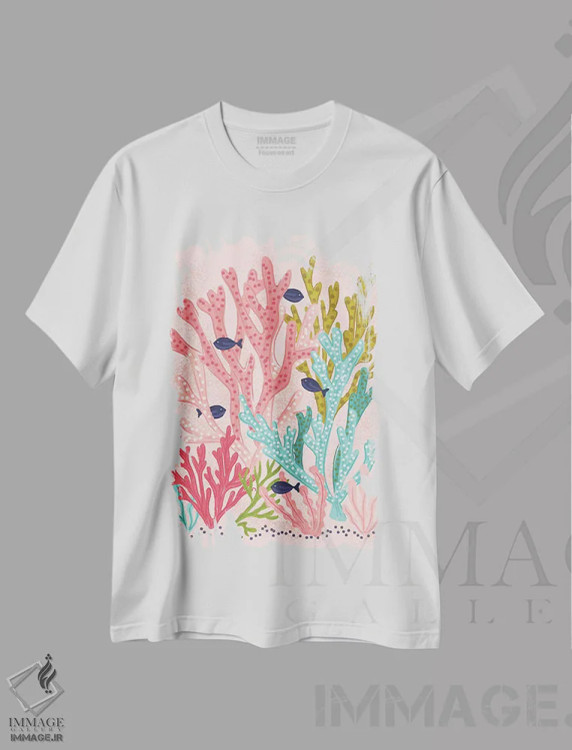 تیشرت سفید طرح دار – تیشرت طبیعت ,حال و هوای تابستانی اثر لیزا وایت باتن فروشگاه ایماژ