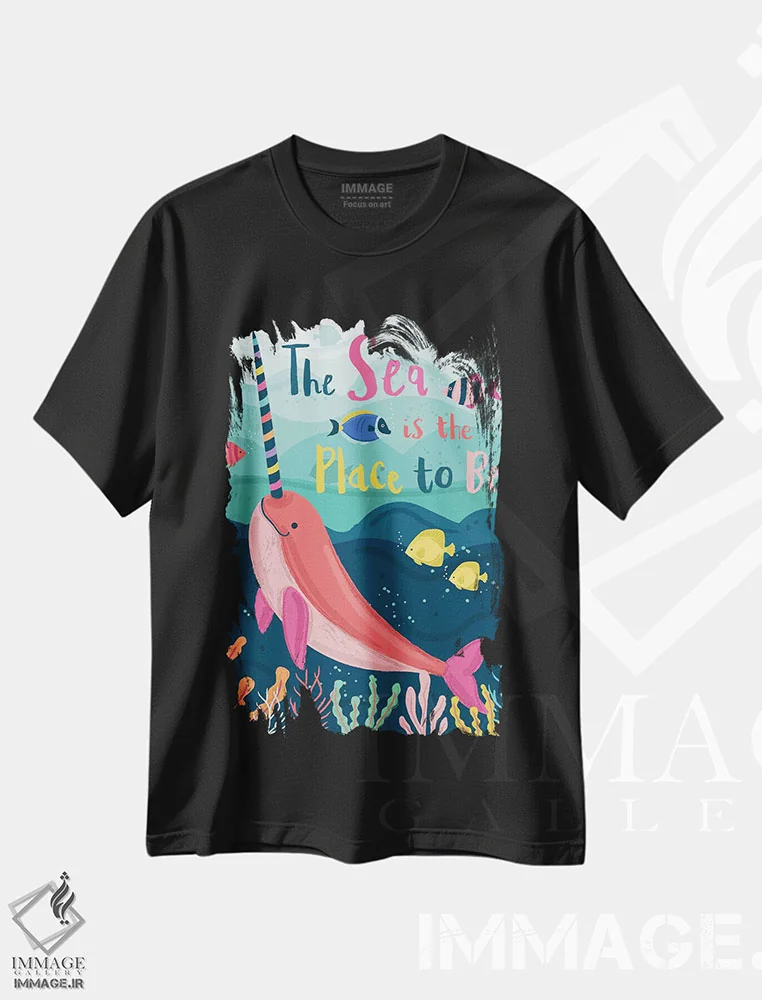 تیشرت مشکی طرح دار – تیشرت حیوانات دریایی ,زیر دریا؛ ساحلی و دریانوردی اثر لیزا وایت باتن فروشگاه ایماژ