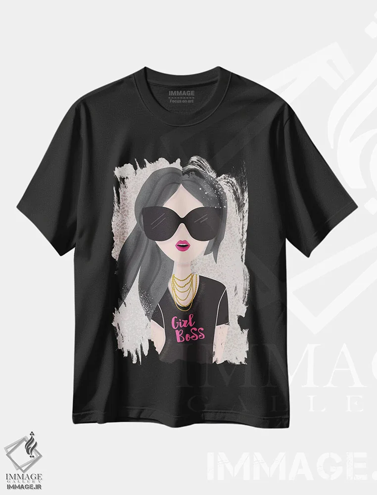 تیشرت مشکی طرح دار – تیشرت هنری ,دختر رئیس هرروزه اثر لیزا وایت باتن فروشگاه ایماژ