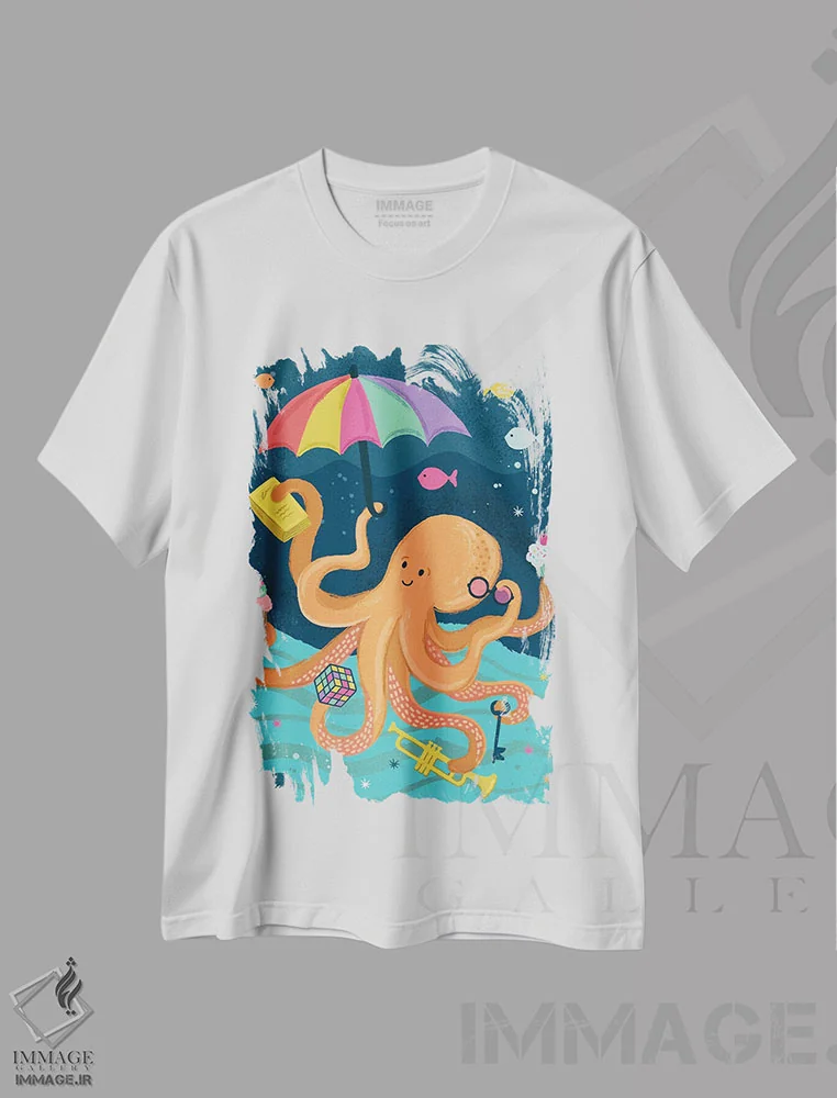 تیشرت سفید طرح دار – تیشرت فانتزی ,زیر دریا؛ ساحلی و دریانوردی اثر لیزا وایت باتن immage.ir