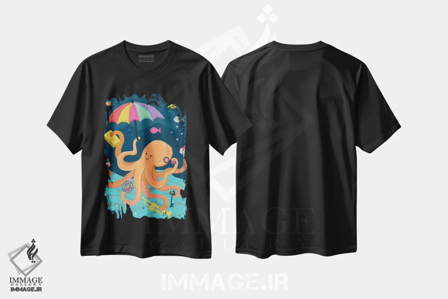 تیشرت مشکی طرح دار – تیشرت فانتزی ,زیر دریا؛ ساحلی و دریانوردی اثر لیزا وایت باتن فروشگاه ایماژ