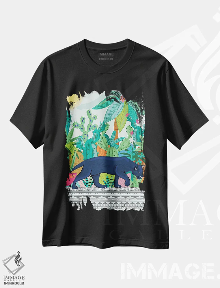 تیشرت مشکی طرح دار – تیشرت حیوانات ,گشت و گذار روزمره در طبیعت اثر لیزا وایت باتن فروشگاه ایماژ
