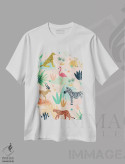 تیشرت سفید طرح دار – تیشرت حیوانات ,ساوانای جنگلی هرروزه اثر لیزا وایت باتن فروشگاه ایماژ