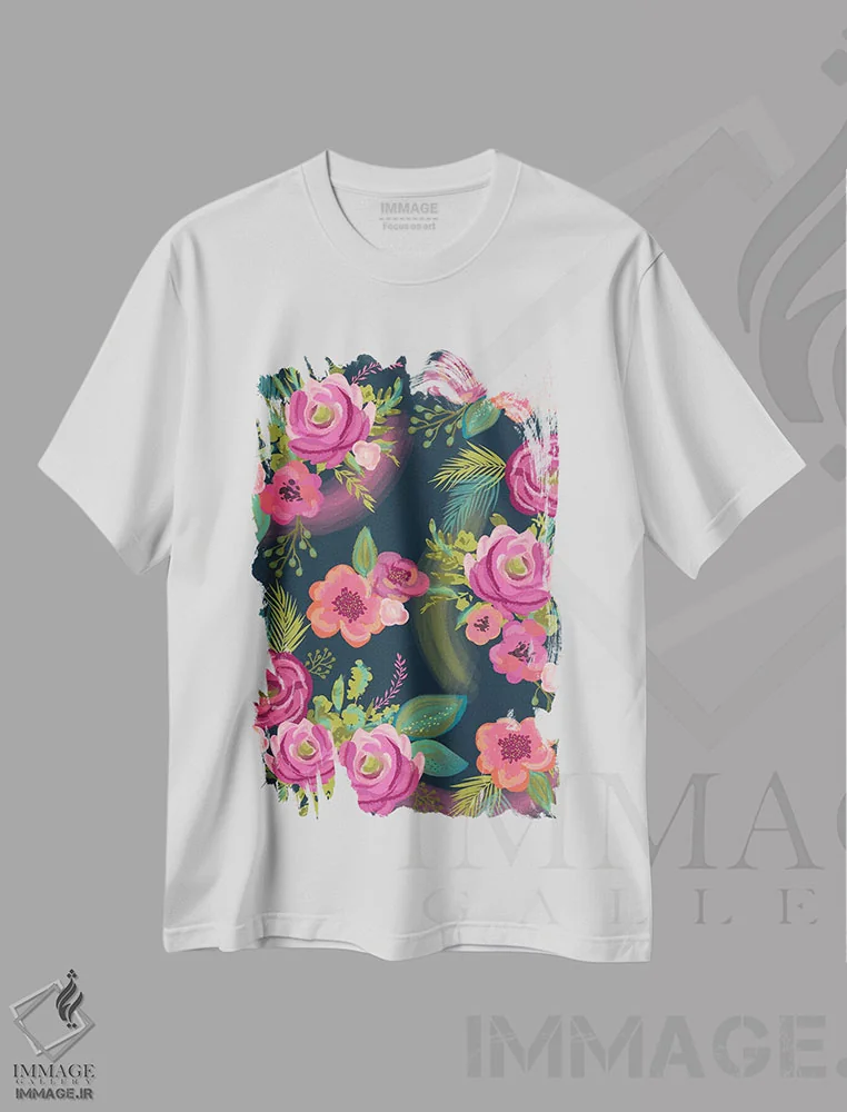 تیشرت سفید طرح دار – تیشرت گل ,قول گل های هرروزه اثر لیزا وایت باتن immage.ir
