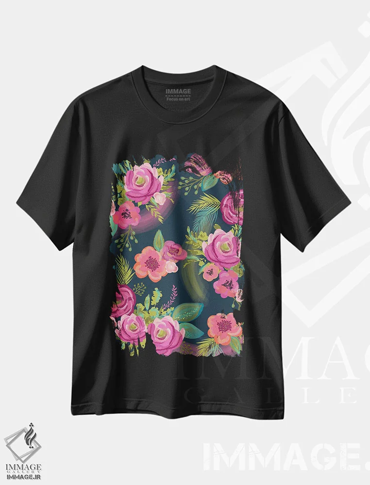 تیشرت مشکی طرح دار – تیشرت گل ,قول گل های هرروزه اثر لیزا وایت باتن فروشگاه ایماژ