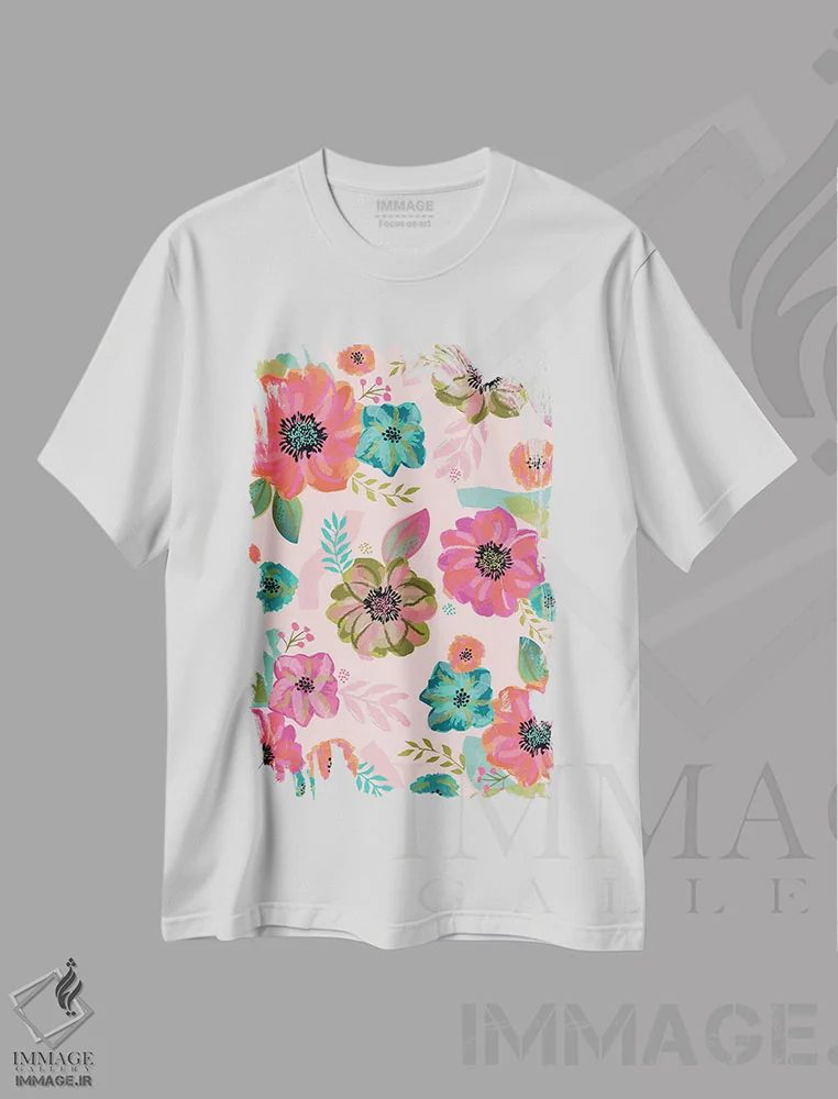 تیشرت سفید طرح دار – تیشرت گل و گیاه ,قول گل های هرروزه اثر لیزا وایت باتن immage.ir