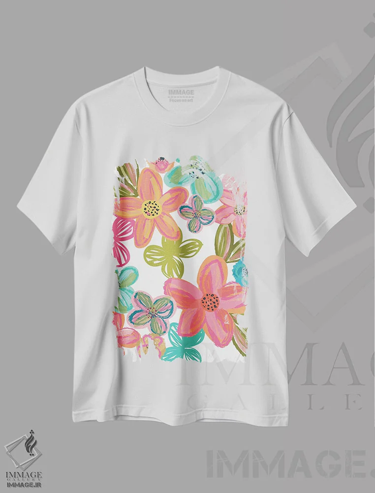 تیشرت سفید طرح دار – تیشرت گلدار ,قول گل های هرروزه اثر لیزا وایت باتن فروشگاه ایماژ
