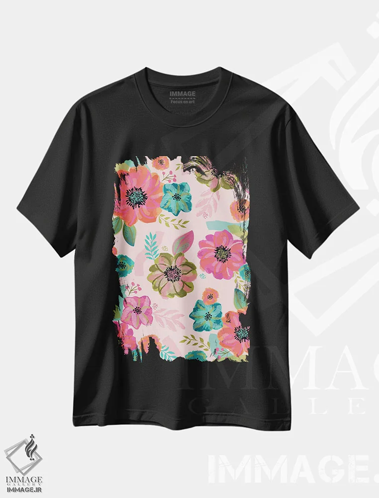 تیشرت مشکی طرح دار – تیشرت گل و گیاه ,قول گل های هرروزه اثر لیزا وایت باتن فروشگاه ایماژ