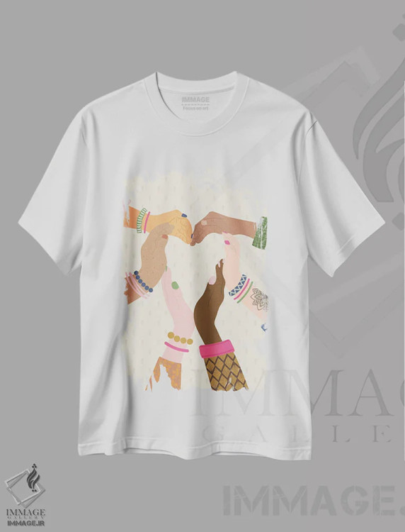 تیشرت سفید طرح دار – تیشرت هنری ,زندگی آهسته اثر لیزا وایت باتن فروشگاه ایماژ