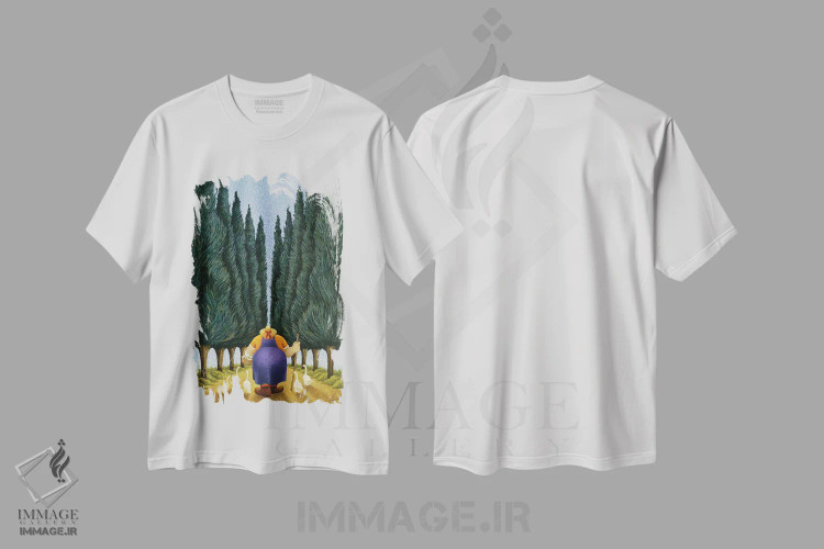 تیشرت سفید طرح دار – تیشرت منظره ,سرو و غازها اثر لوول هررو فروشگاه ایماژ