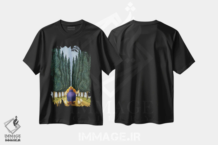 تیشرت مشکی طرح دار – تیشرت منظره ,سرو و غازها اثر لوول هررو immage.ir