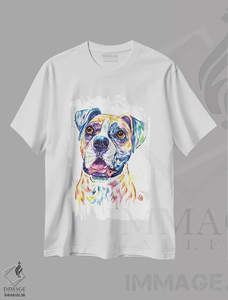 تیشرت سفید طرح دار – تیشرت سگ ها ,باکسر اثر لیزا وایت هاوس immage.ir
