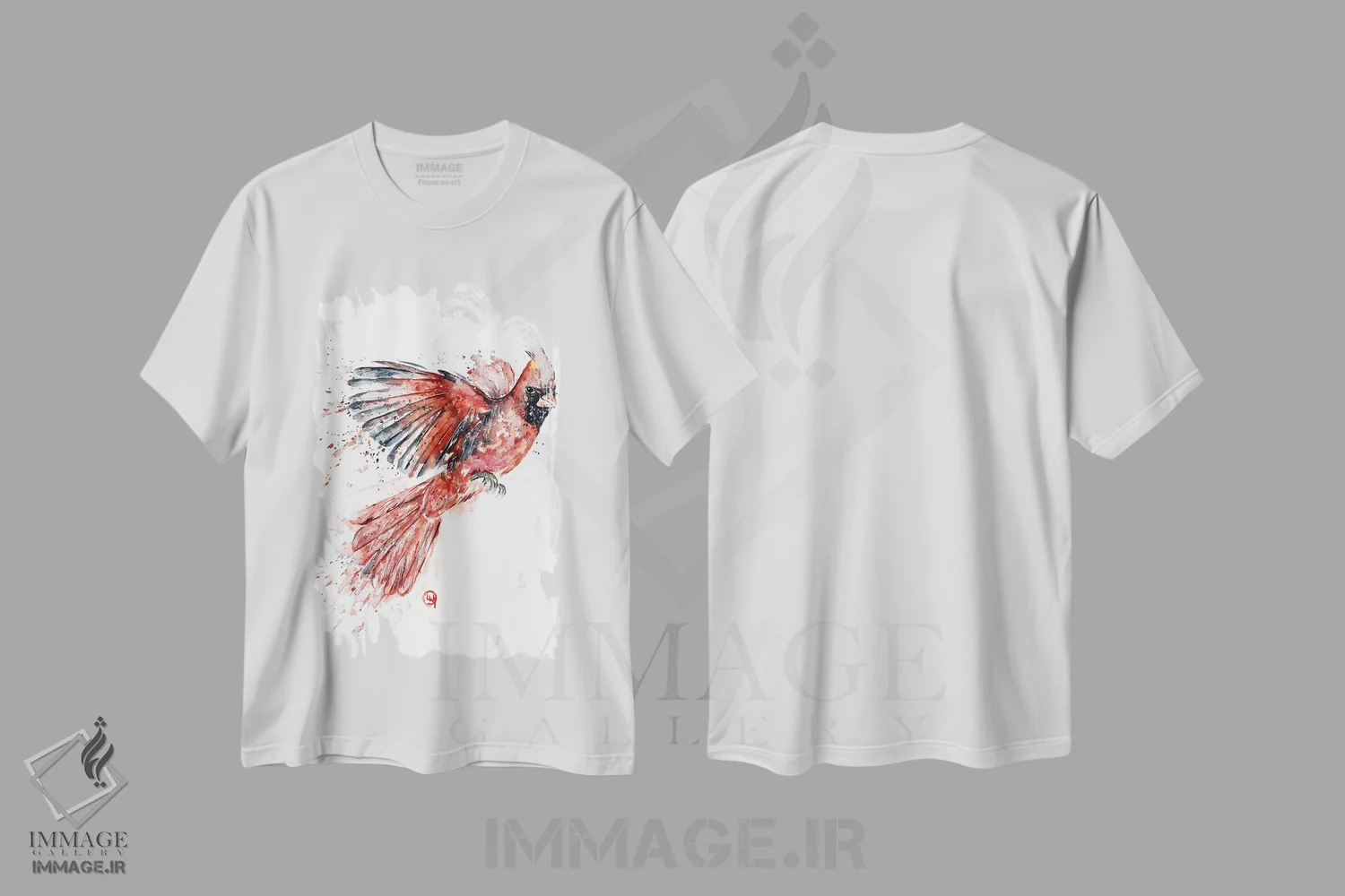 تیشرت سفید طرح دار – تیشرت طبیعت ,کاردینال اثر لیزا وایت هاوس فروشگاه ایماژ