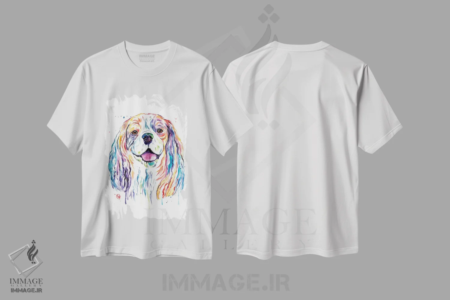 تیشرت سفید طرح دار – تیشرت حیوانات خانگی ,کاوالیر اثر لیزا وایت هاوس immage.ir