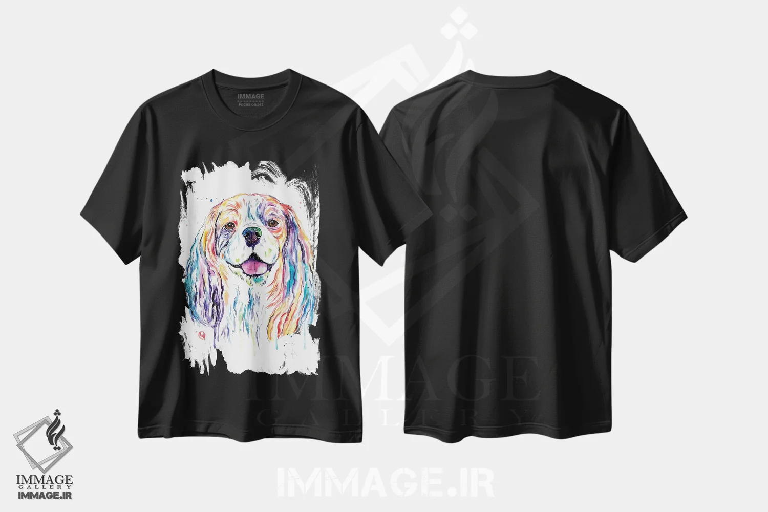 تیشرت مشکی طرح دار – تیشرت حیوانات خانگی ,کاوالیر اثر لیزا وایت هاوس فروشگاه ایماژ