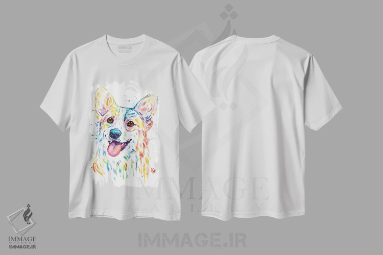 تیشرت سفید طرح دار – تیشرت حیوانات ,کورگی اثر لیزا وایت هاوس فروشگاه ایماژ