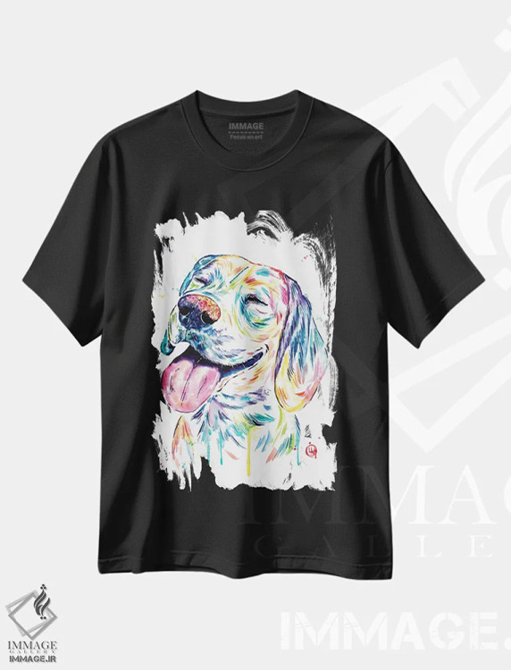 تیشرت مشکی طرح دار – تیشرت هنری حیوانات ,بیگل دوست داشتنی اثر لیزا وایت هاوس فروشگاه ایماژ