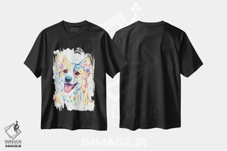 تیشرت مشکی طرح دار – تیشرت حیوانات ,کورگی اثر لیزا وایت هاوس immage.ir
