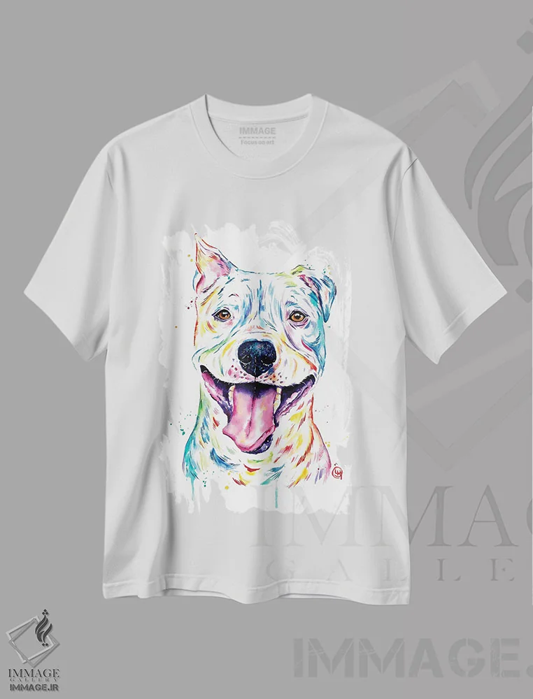 تیشرت سفید طرح دار – تیشرت اسپرت هنری ,پیتبول اثر لیزا وایت هاوس immage.ir