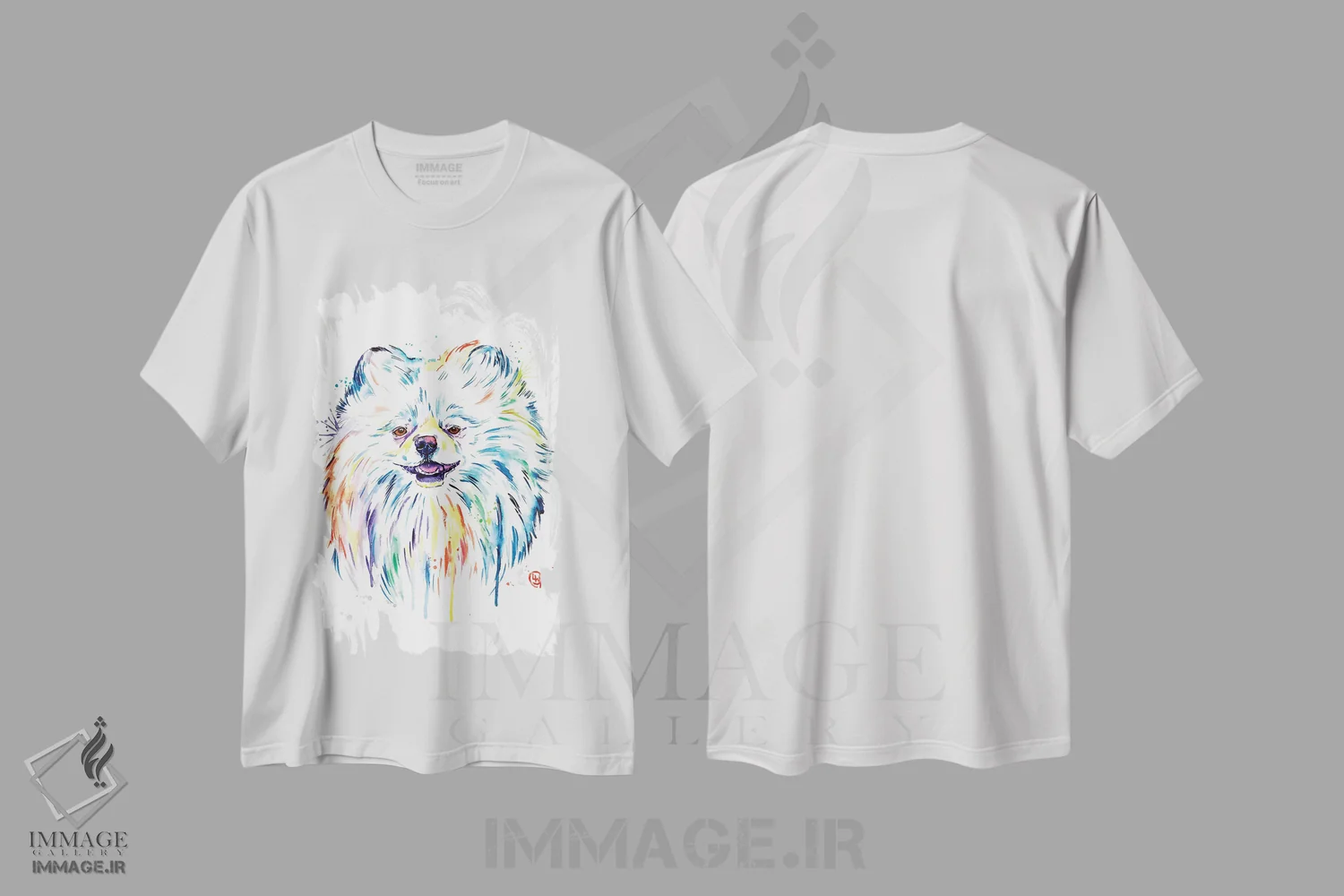 تیشرت سفید طرح دار – تیشرت حیوانات خانگی ,پامرانین اثر لیزا وایت هاوس فروشگاه ایماژ